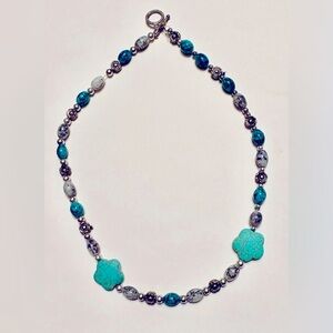 Handcrafted Turquoise and Silver Beaded Choker Necklace